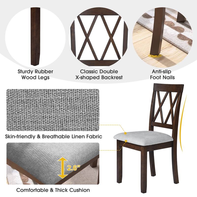 Roomfitters Dining Room Chairs Set of 2, Upholstered Fabric Accent Side Chairs with Solid Wood Legs and Padded Seat