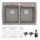 preview thumbnail 37 of 60, Karran Drop-In Quartz 34 in. 1-Hole 50/50 Double Bowl Kitchen Sink Kit Concrete