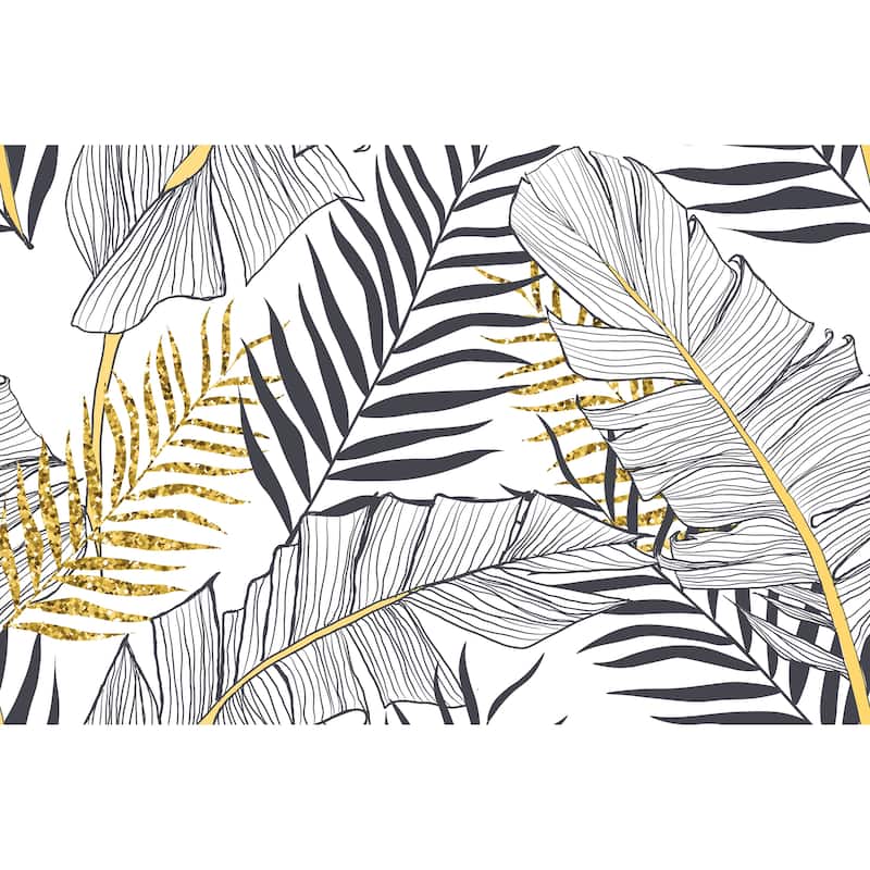Seamless Banana Palm Leaves Removable Wallpaper - 10'ft H x 24''inch W - 10'ft H x 24''inch W - Grey