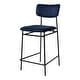preview thumbnail 1 of 2, Aurelle Home Sally Modern Iron Frame Blue Polyester Upholstered Counter Stool