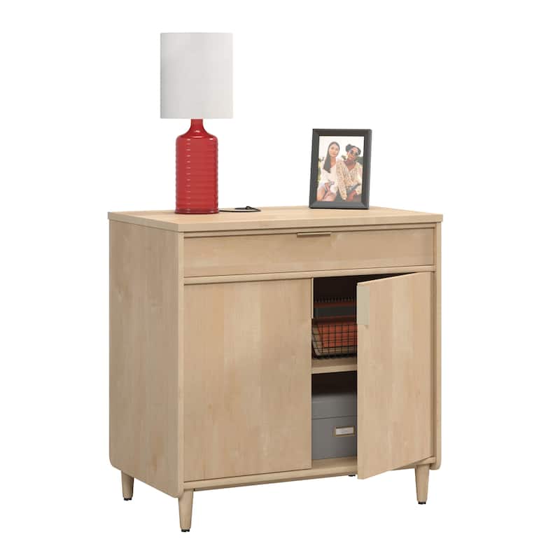 Wood Versatile Library Base with Two-Door Cabinet and Drawner, Maple