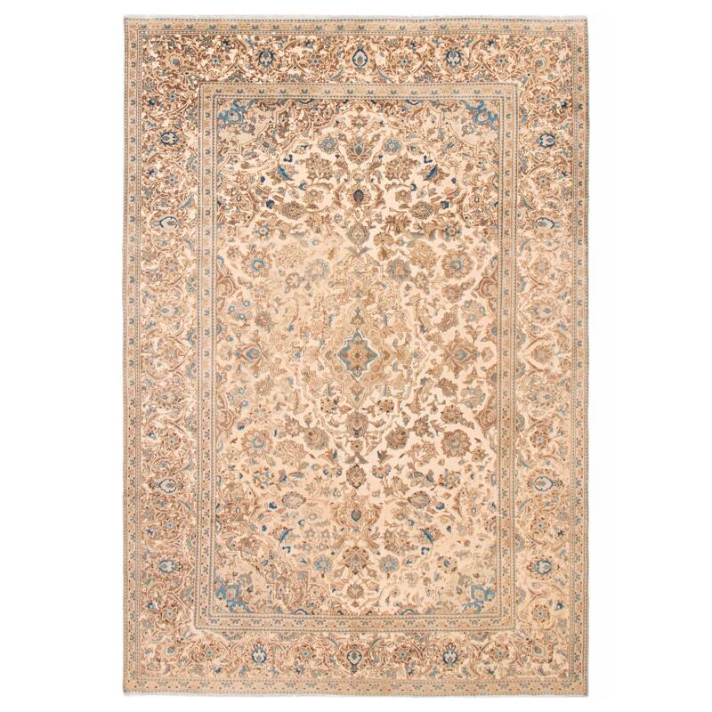 ECARPETGALLERY Hand-knotted Antalya Vintage Beige Wool Rug - 7'8 x 10'11 - Beige - 7'8 x 10'11