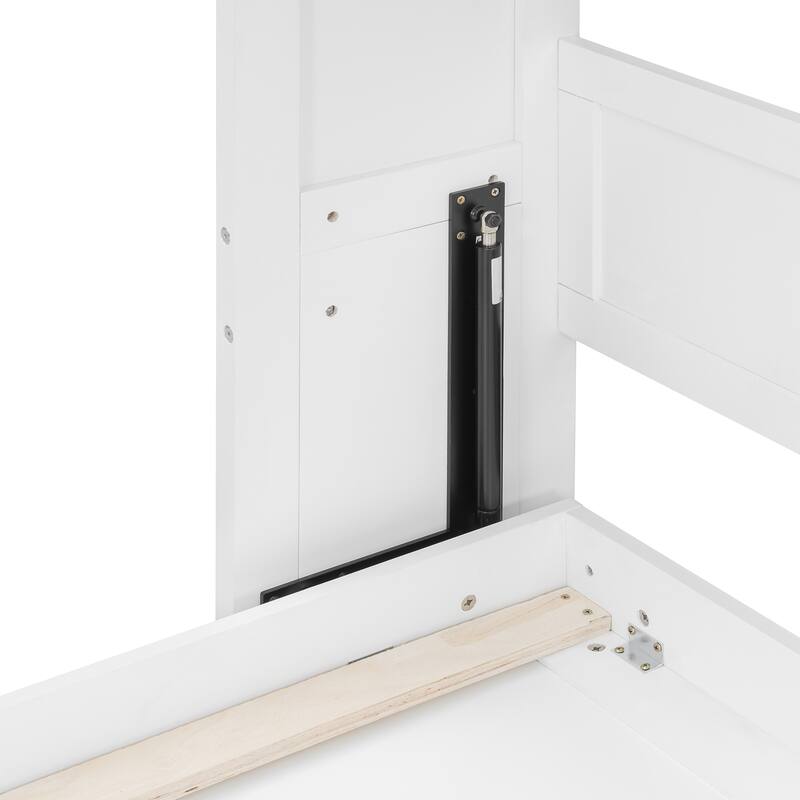 Roomfitters Queen Murphy Bed with Diamond Pattern Storage Cabinet, Wall Mounted Space Saving Hideaway Sleeper, White