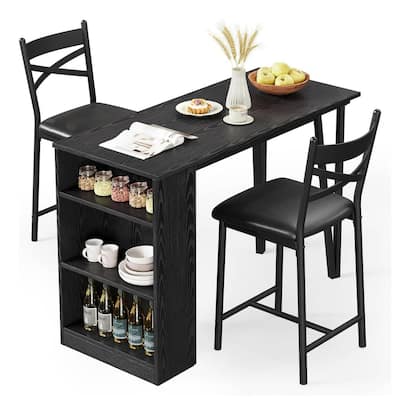 Modern Expandable Dining Table Set with 3 Storage