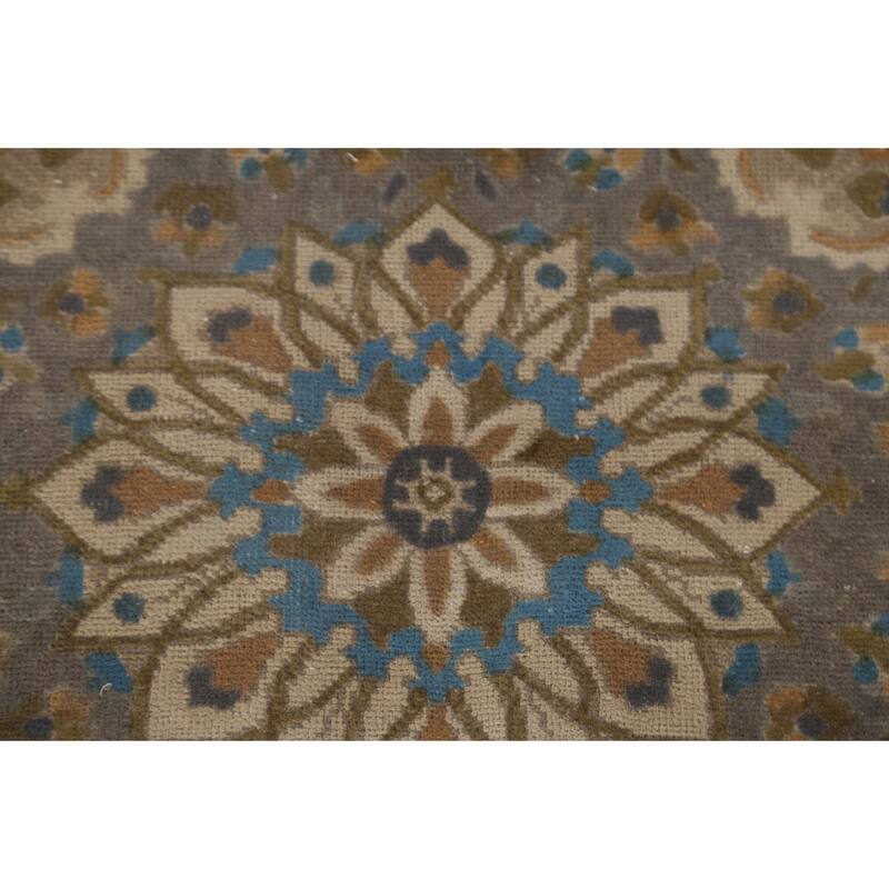 Tabriz Persian Vintage Rug Handmade Traditional Beige Wool Carpet - 6'10"x 9'10"