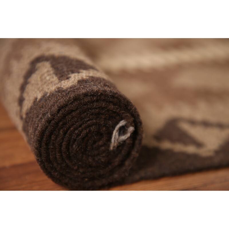 Earth Tone Kilim Oriental Area Rug Flat-weave Wool Carpet - 6'7"x 9'9"