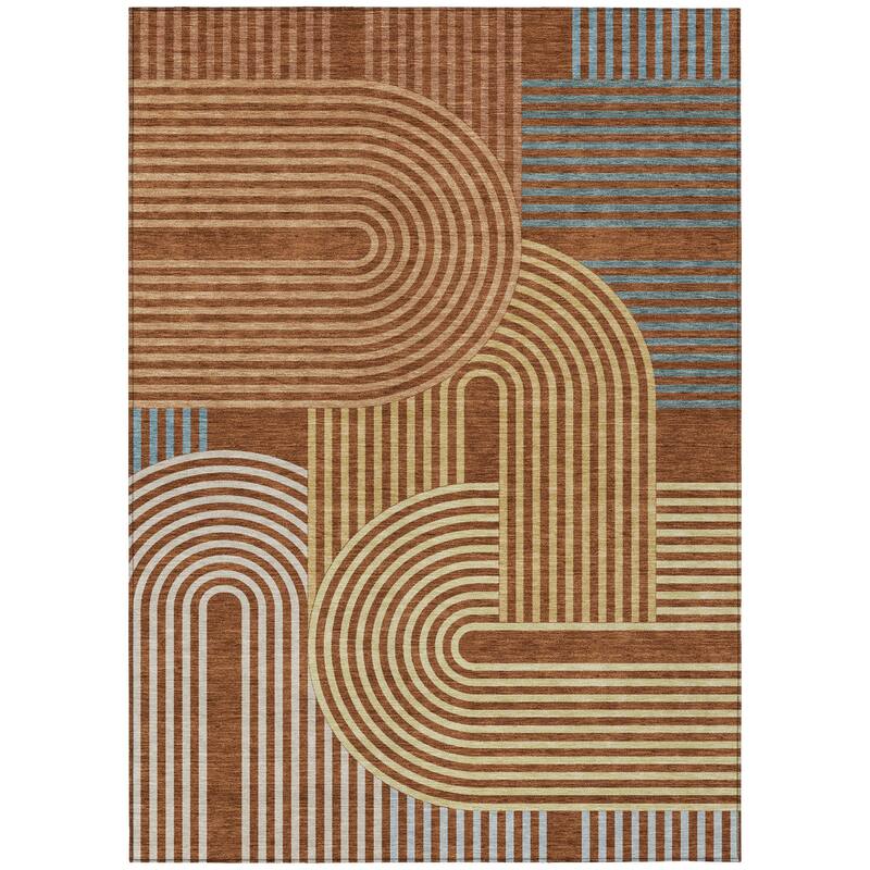 Machine Washable Indoor/ Outdoor Modern Basehor Chantille Rug