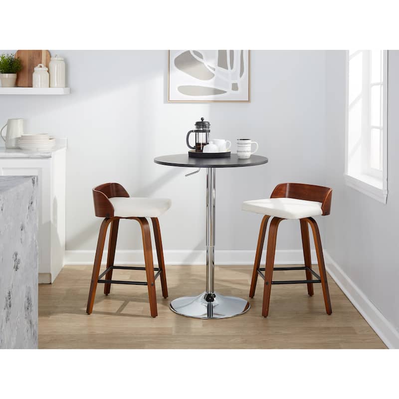Carson Carrington Marstrand 26" Fixed-Height Counter Stool with Bent Wood Legs & Square Footrest (Set of 2)