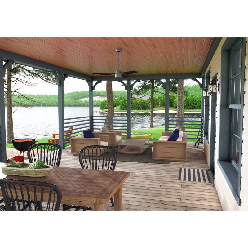 Hunter 52" Cabo Frio Outdoor Ceiling Fan with Wall Control - Modern Industrial - Damp Rated!