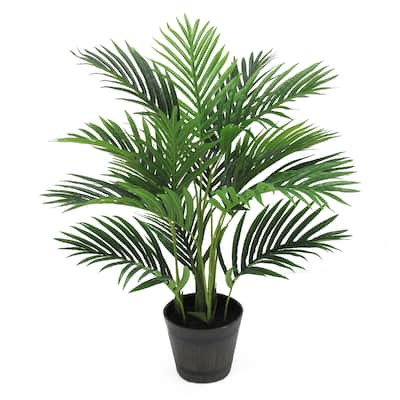 28in Real Touch Artificial Areca Palm Tree Tropical Plant in Black Pot - 28" H x 25" W x 25" DP