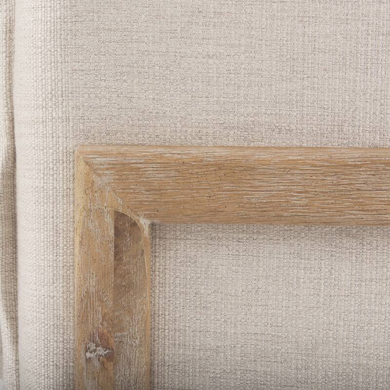 Roy II Beige Fabric w/ Light Brown Solid Wood Frame Arm Chair - 43.3"W x 41.7"D x 33"H