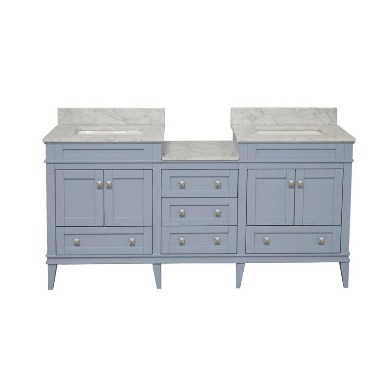 KitchenBathCollection Eleanor 72" Double Bathroom Vanity with Carrara Marble Top