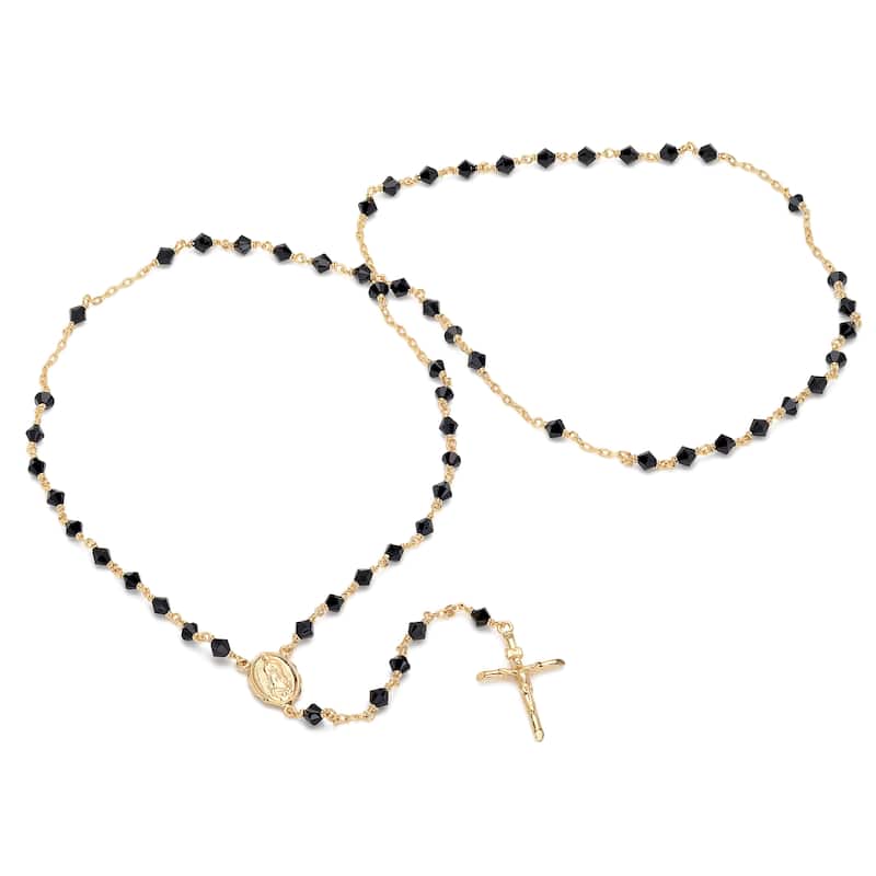 Platinum or Gold Plated Sterling Silver Rosary Made With Austrian Crystals by Roberto Martinez - Yellow