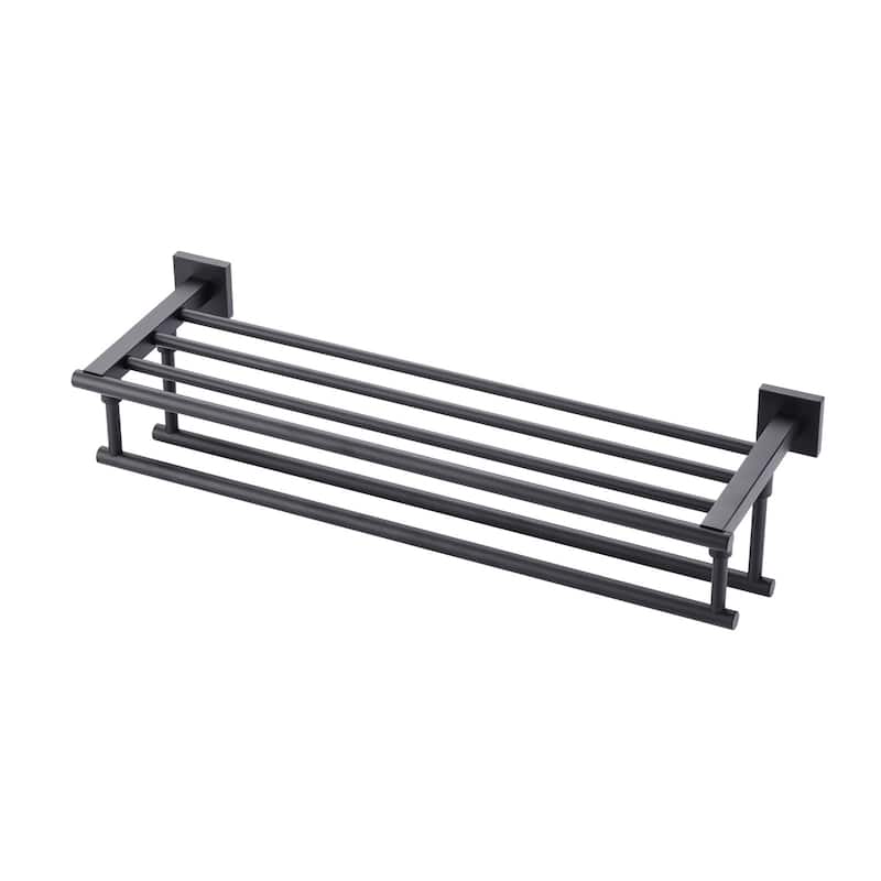 WOWOW Two Towel Holders Wall mounted Towel Rack - 24" - Matte Black