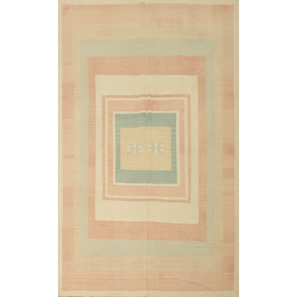 Hand Woven Oriental 100% Wool Carpet Southwestern Modern Multi-Colored Kilim Area Rug - 9' 1'' X 5' 11''