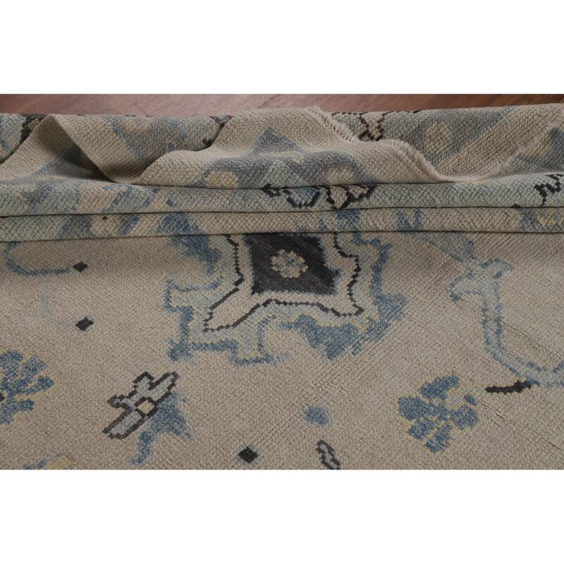 Hand Knotted Oriental 100% Wool Carpet Transitional All-Over Beige & Ivories Oushak Area Rug - 11' 4'' X 8' 11''