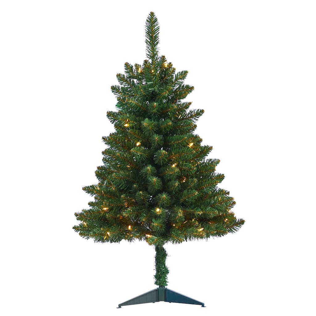 3ft. Spruce Artificial Christmas Tree with 50 Clear Lights and 154 Branches - Compact Festive X-Mas Décor Tree