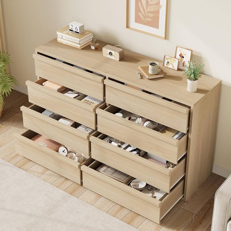 8 Drawer Dresser for Bedroom, 54" Wide Modern Double Dresser Organizer with Large Storage