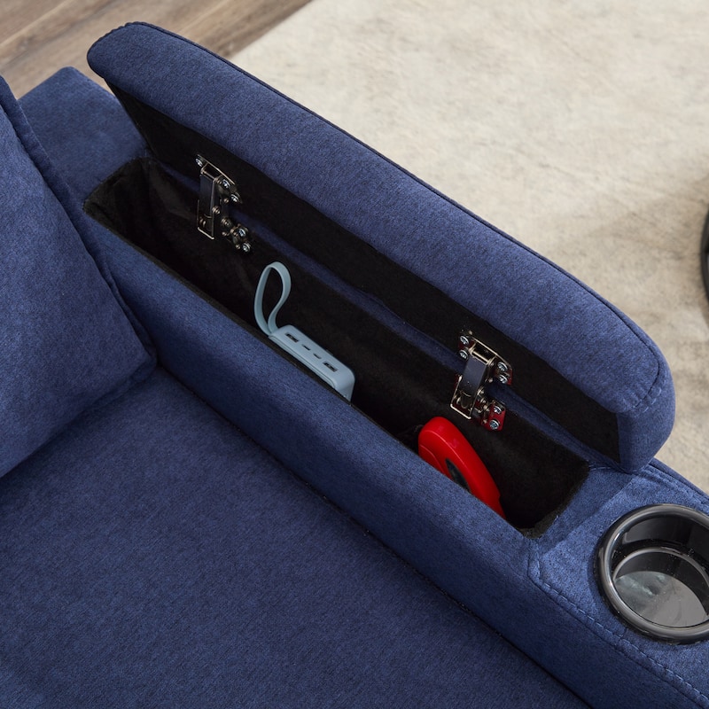 78'' Fabric L-Shaped 3-Seater Sectional Sofa with Storage Ottoman, USB Port, Cup Holders, and Magazine Bags