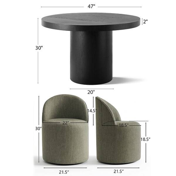 dimension image slide 0 of 3, Modern 5-Piece Round Dining Set