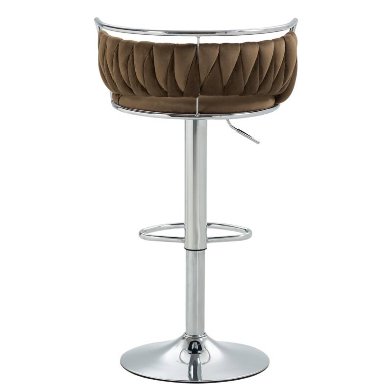 Modern Velvet Adjustable Swivel Bar Stools Set of 2