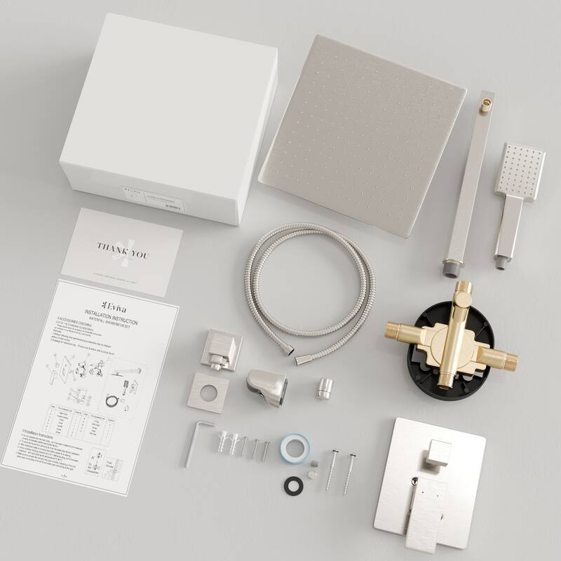 Eviva Edge Shower System with Slide Bar Hand-Shower and Thermostatic Valve