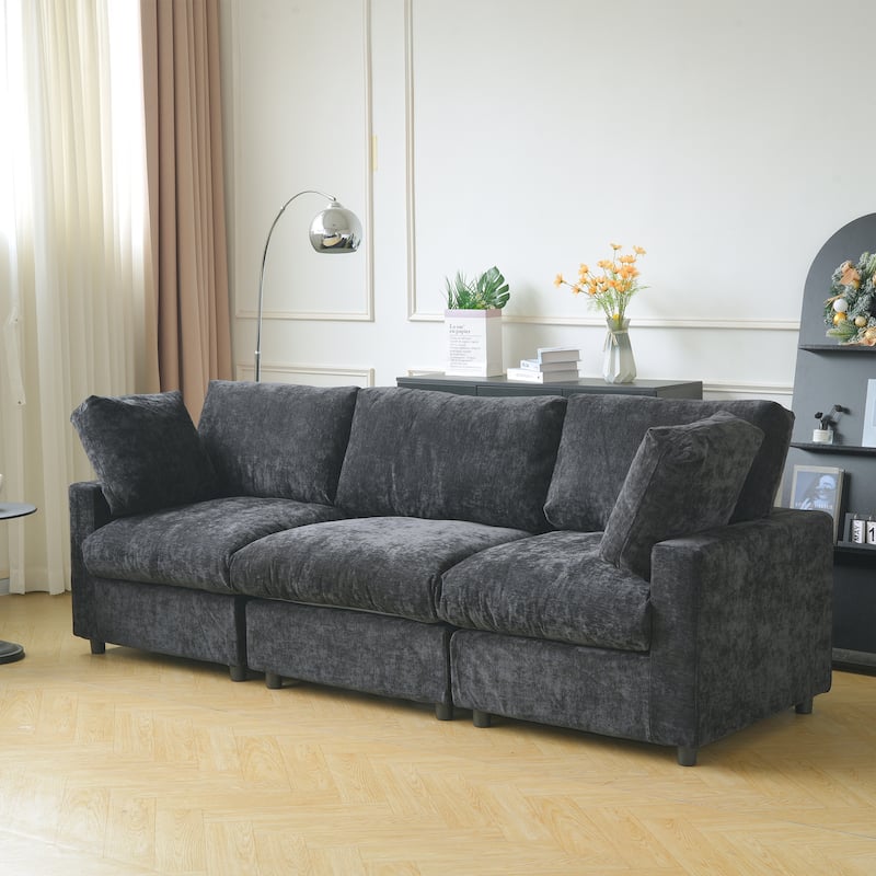 Modern Convertible Sectional Sofa Couch, 100" Cloud Modular Couches 3 Seat Sectional Sofas for Living Room