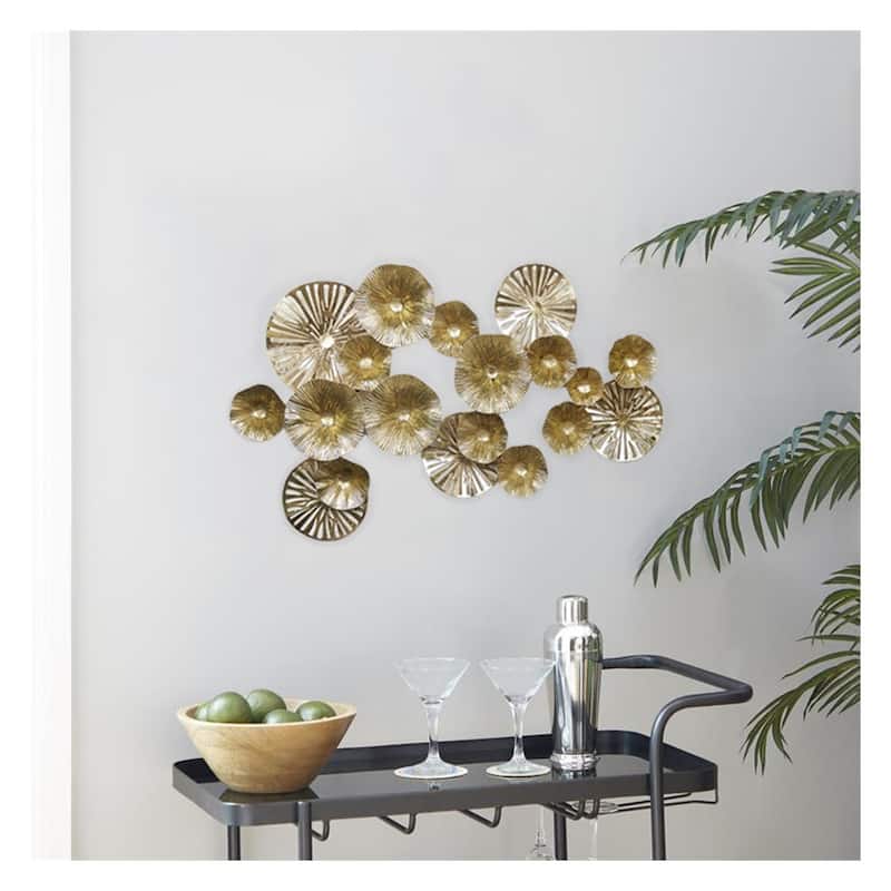 Pondera Flowers 29.5 Inches Wide Modern Gold Metal Wall Art - N/A