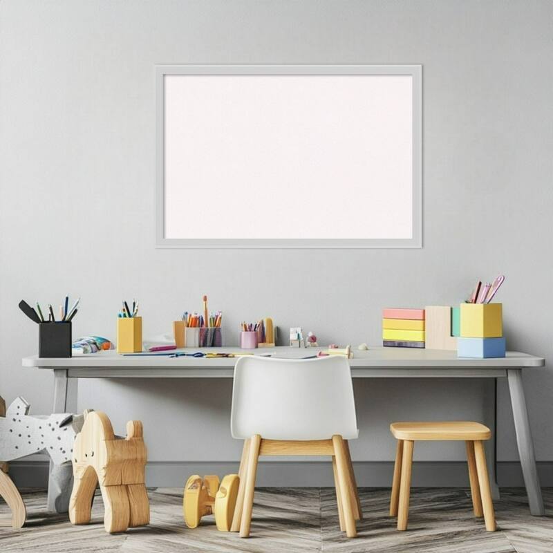 Incline Silver Wood Framed Cork Board - Bulletin Board, Organization Board, Pin Board