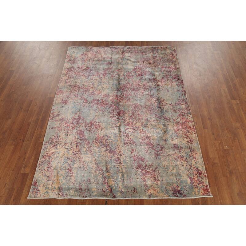 Abstract Indian Area Rug Handmade Multi-Color Wool Carpet - 5'4"x 7'6"