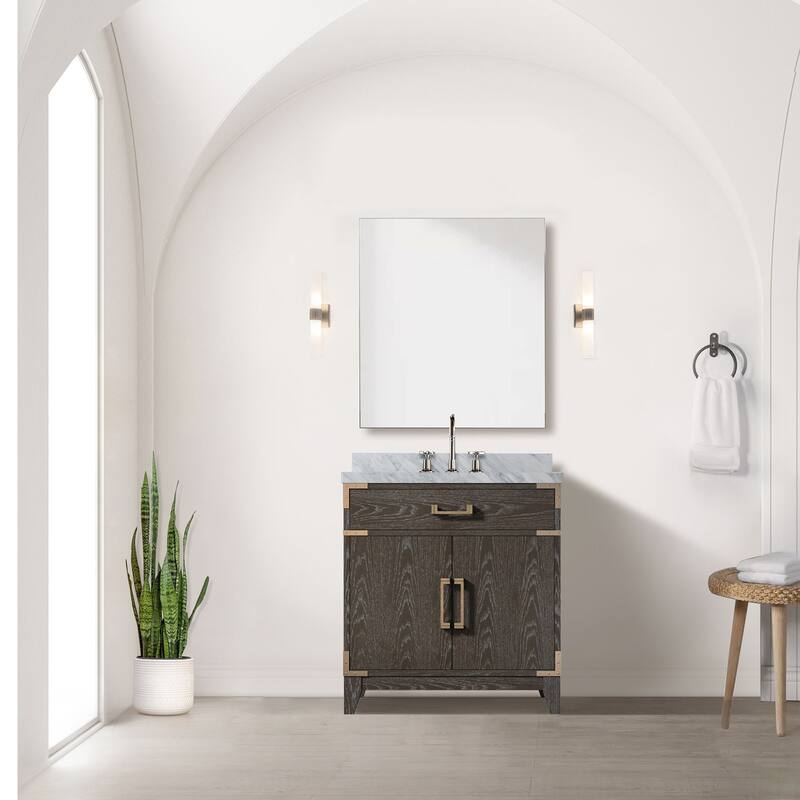 Laurel Bath Vanity Carrara Marble Top, Sink and Faucet