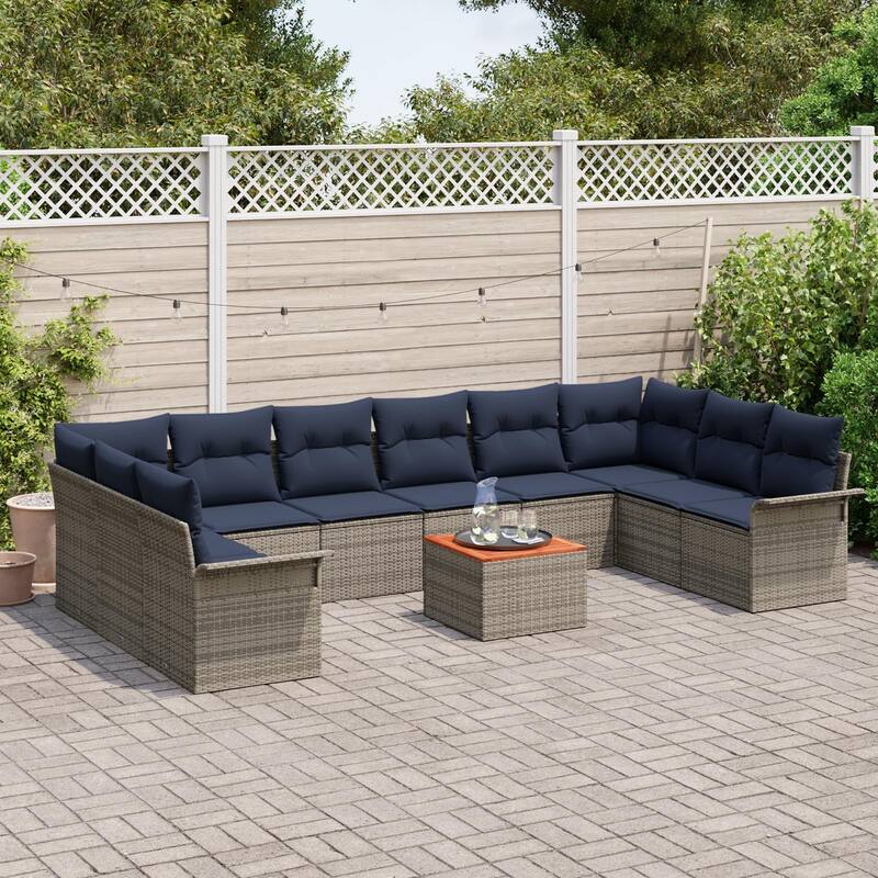 vidaXL 11 Piece Garden Sofa Set with Cushions - 135.4×73.8×27.2