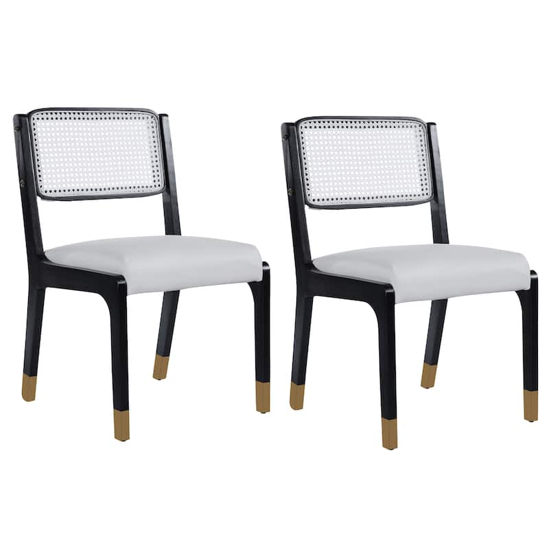Wood Dining Chairs Set of 2, Accent Chairs with Solid Wood Legs and Padded Seat, Modern Linen Dining Chairs Side Chairs
