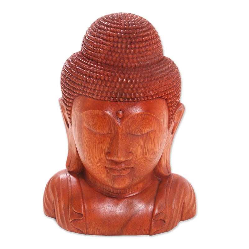 Novica Handmade Divine Buddha Wood Statuette