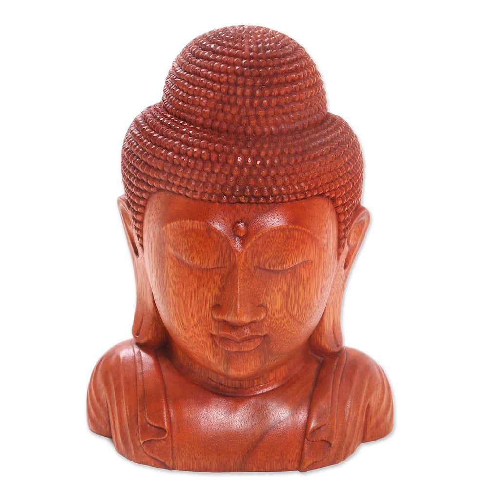 Novica Handmade Divine Buddha Wood Statuette