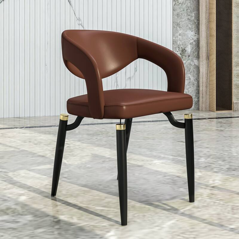 Entice Dining Chairs Upholstered Leather with Iron Legs Modern Accent Arm Chairs