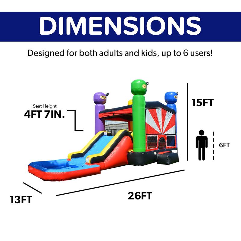 HeroKiddo Ninja Warrior Commercial Grade Inflatable Bounce House & Slide Combo for Kids and Adults (with Air Blower)