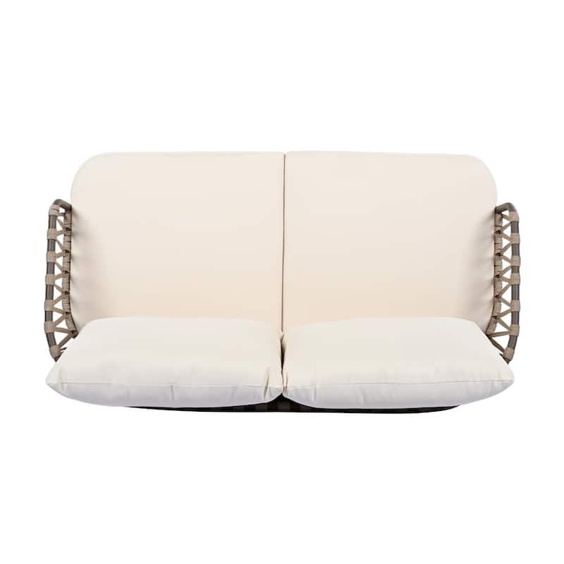 4-Piece Outdoor Patio Furniture Set, All Weather Sectional Furniture Set with Woven Rope Chairs and Coffee Table