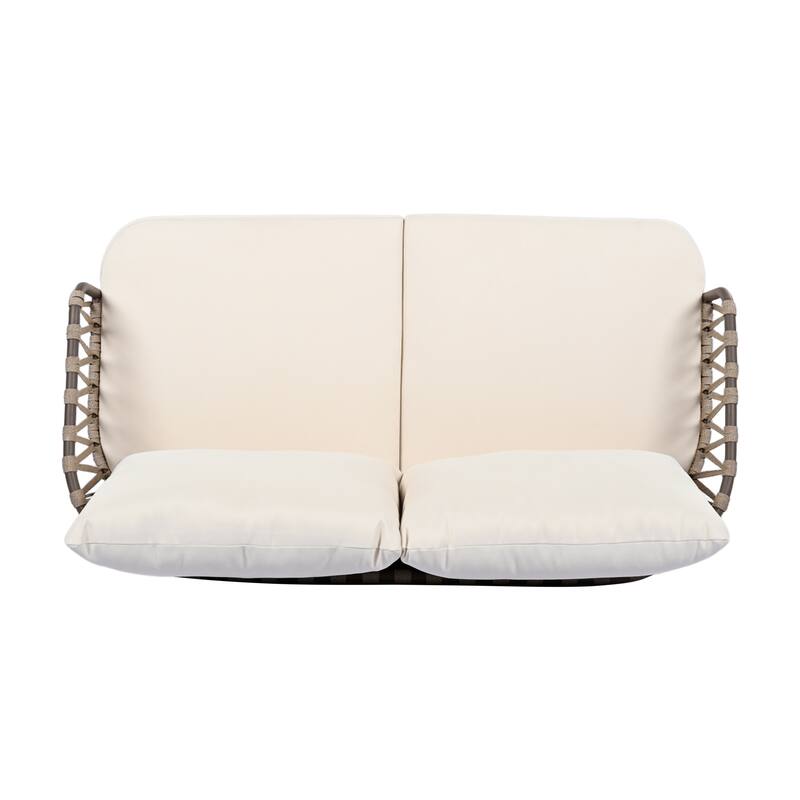 Christopher Knight Home - Elias 4-Piece Patio Conversation Set with Woven Rope Backrest and Coffee Table