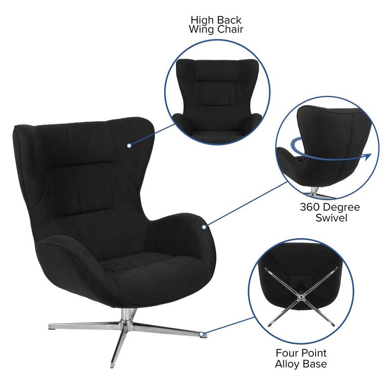 Home and Office Retro Swivel Wing Accent Chair - 35"D x 32.5"W x 40.5"H