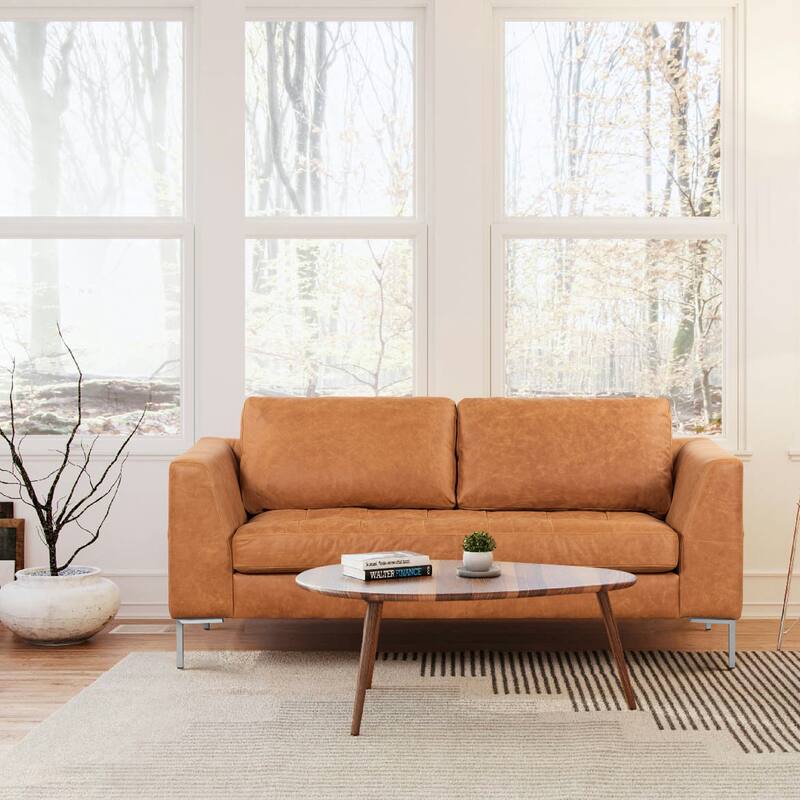 Poly & Bark Calle 75" Genuine Italian Leather Apartment Sofa