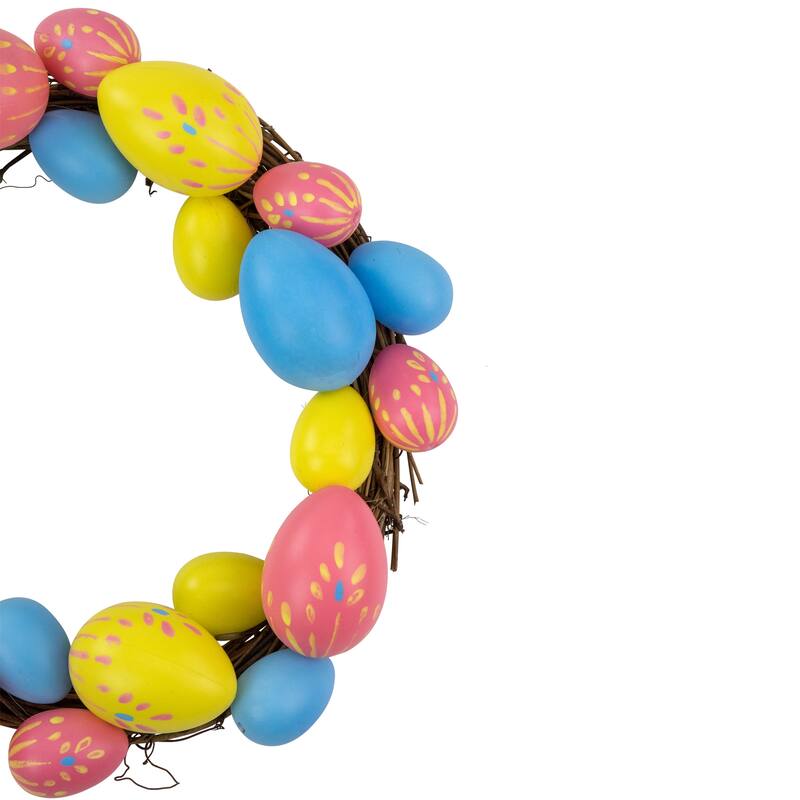 Easter Egg Spring Wreath - 10" - Blue/Yellow/Pink
