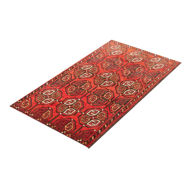 ECARPETGALLERY Hand-knotted Baluch Red Wool Rug - 3'3 x 5'5