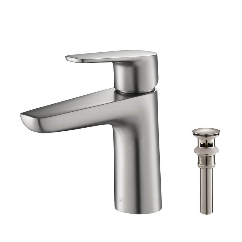 Lead Free Solid Brass Single Handle Bathroom Vanity Sink Faucet with Water Hose - Brushed Nickel W/ Pop Up Drain