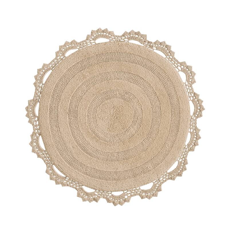 MH London Winchester Cotton Round Bathroom Rug - Soft Bath Mat