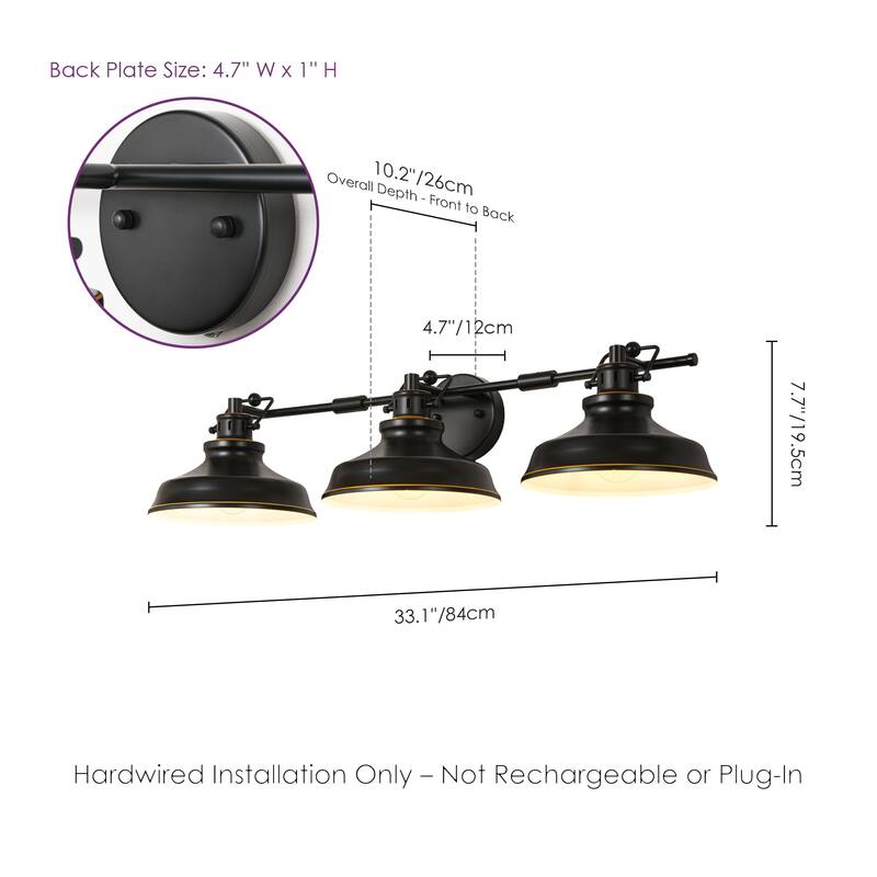 3-Light Retro-Luxury Wall Light with White Inner & Gold-Trimmed Shades for Living Room - 3 Light