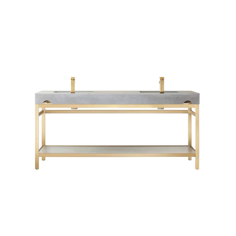 Funes 72" Double Vanity, Metal Support with Stone Top without Mirror - 72''x22''
