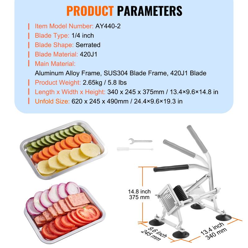 Commercial Vegetable Slicer with Non-slip Feet, for Radishes, Onions, Potatoes, Lemons