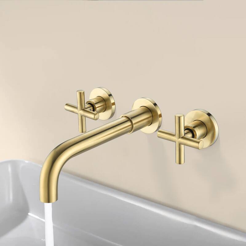 Topcraft Wall Mount Classic Cross Handle Bathroom Faucet