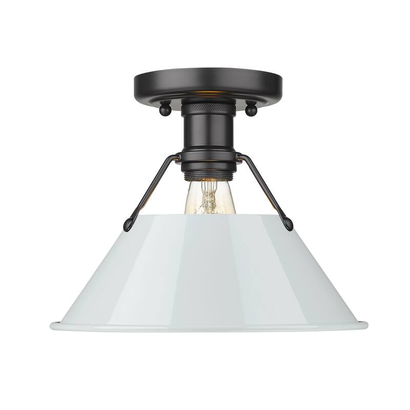 Orwell 1-Light Flush Mount in Matte Black with Dusky Blue